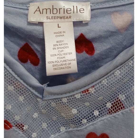 Ambrielle Nightgown Slip Dress Blue Watercolor Heart Print Lingerie Large NWT - Picture 4 of 4